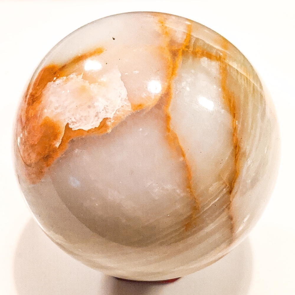 8cm Afghan Jade Crystal Sphere & Wooden Stand Weight: 534.1 g 75-80mm - Picture 2 of 10